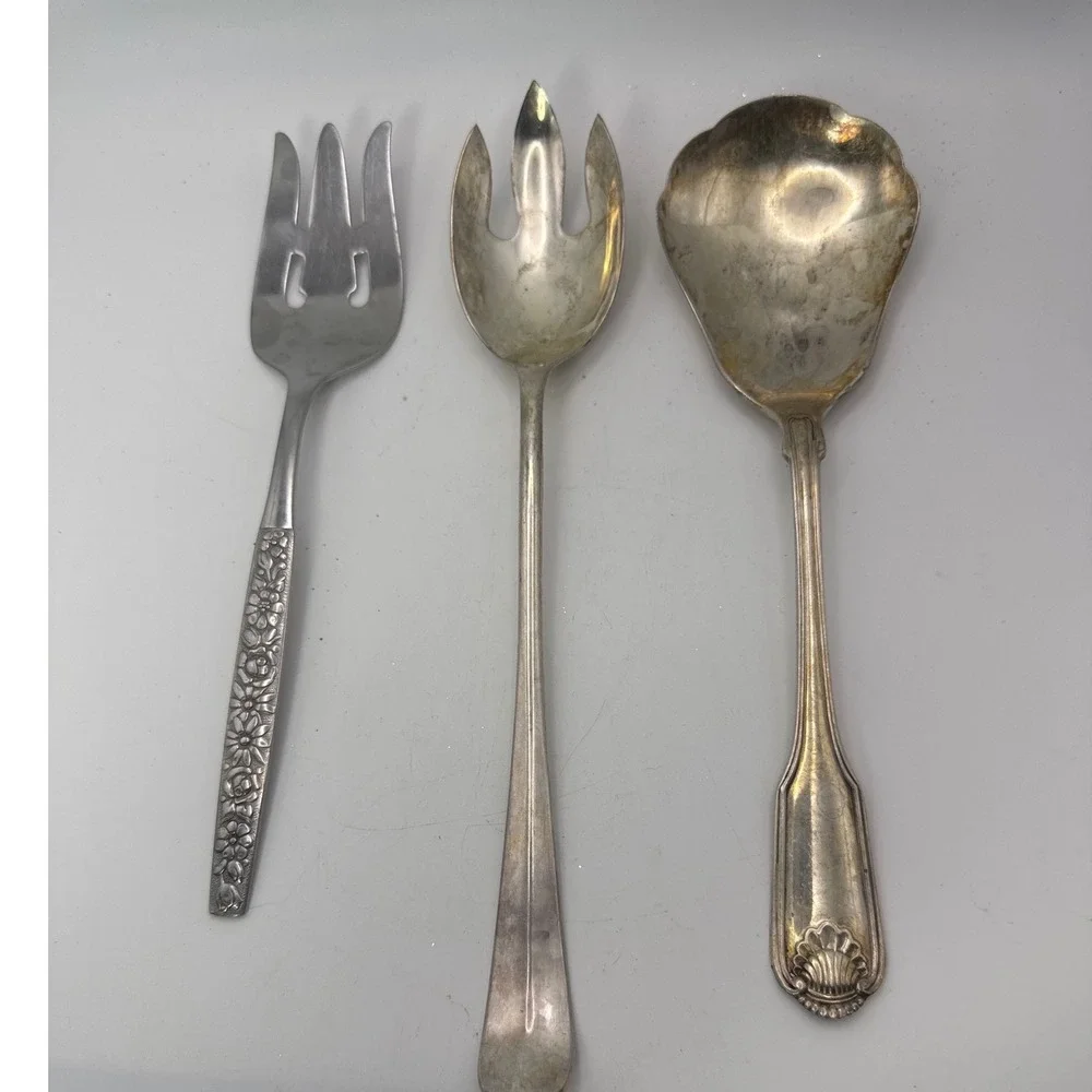 Vintage Oneida Community Wm A Rogers Serving Spoon & Cold Meat Forks‎ Lot of 3